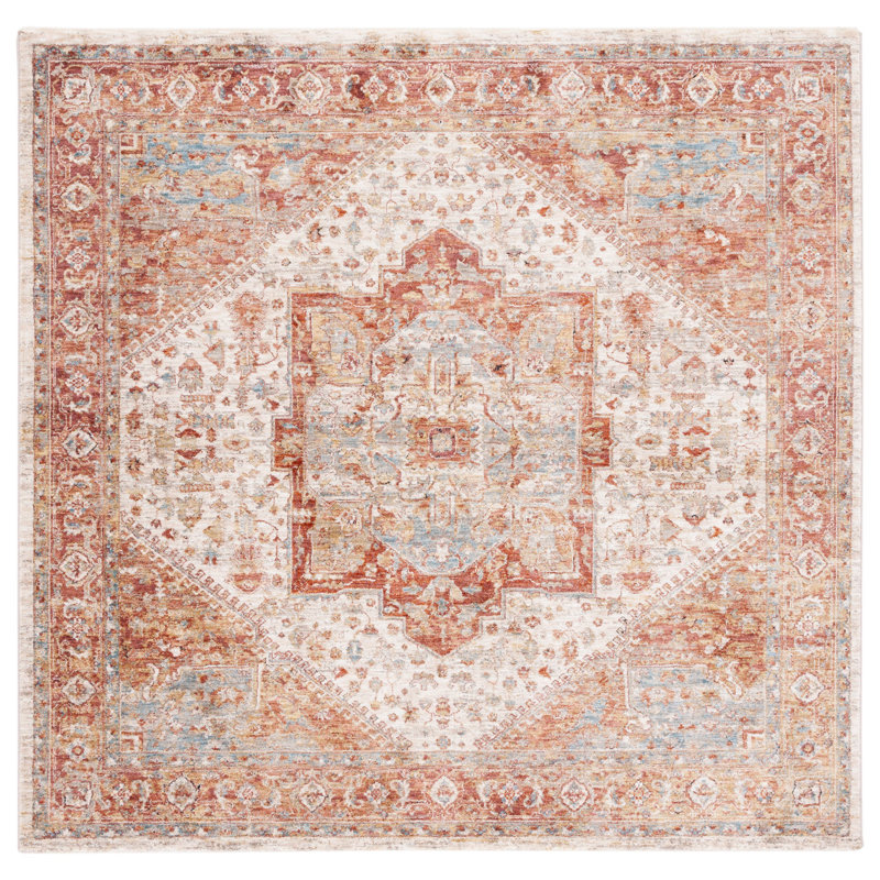 Tapis oriental ivoire / rouille, Carré 6 pi 4 po