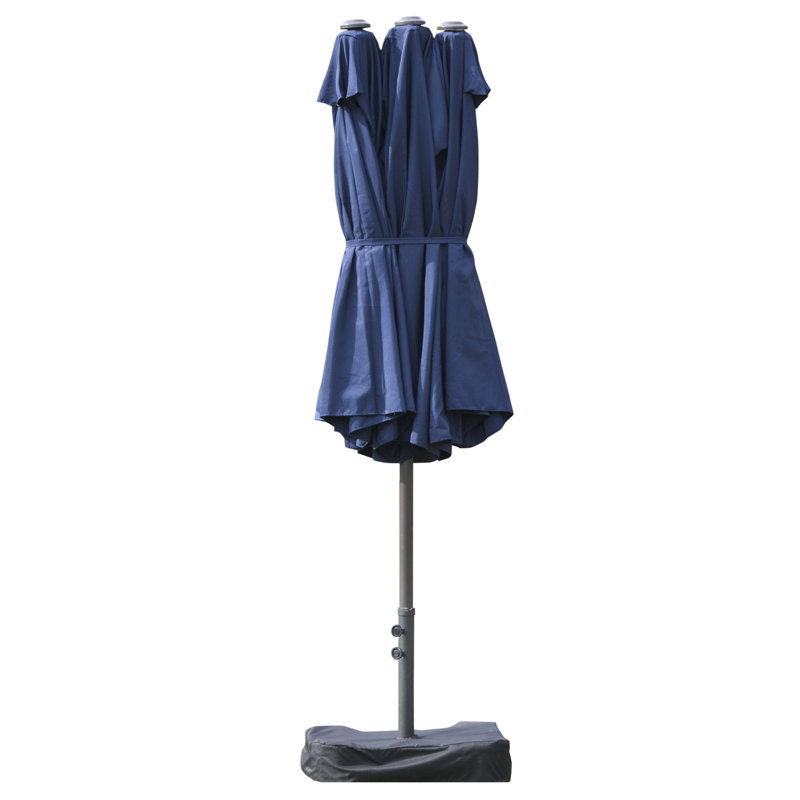 Parasol de marché rectangulaire 15 pi 1 po x 8 pi 10 po Wiens, Bleu