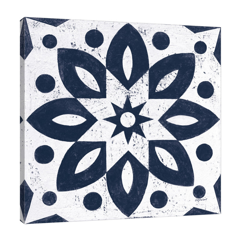 «Blue and White Tile I», toile tendue par Kathrine Lovell, H 30 po x l 30 po x P 1,5 po