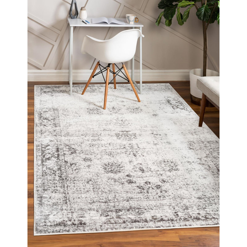 Brandt Floral Area Rug, Rectangle 2' x 3'1", No, Gray