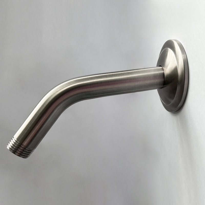 Shower Arm With Flange, 1/2 NPT Tapered Threads, Rain Shower Head Arm, Wall Mount Shower Extension Arm, Brushed Nickel