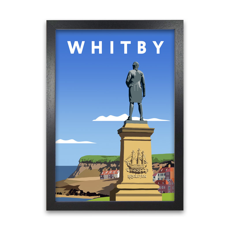 Whitby Captain Cook by Richard O'Neill - Print, 84.1cm H x 59.4cm W x 3cm D, Black Framed