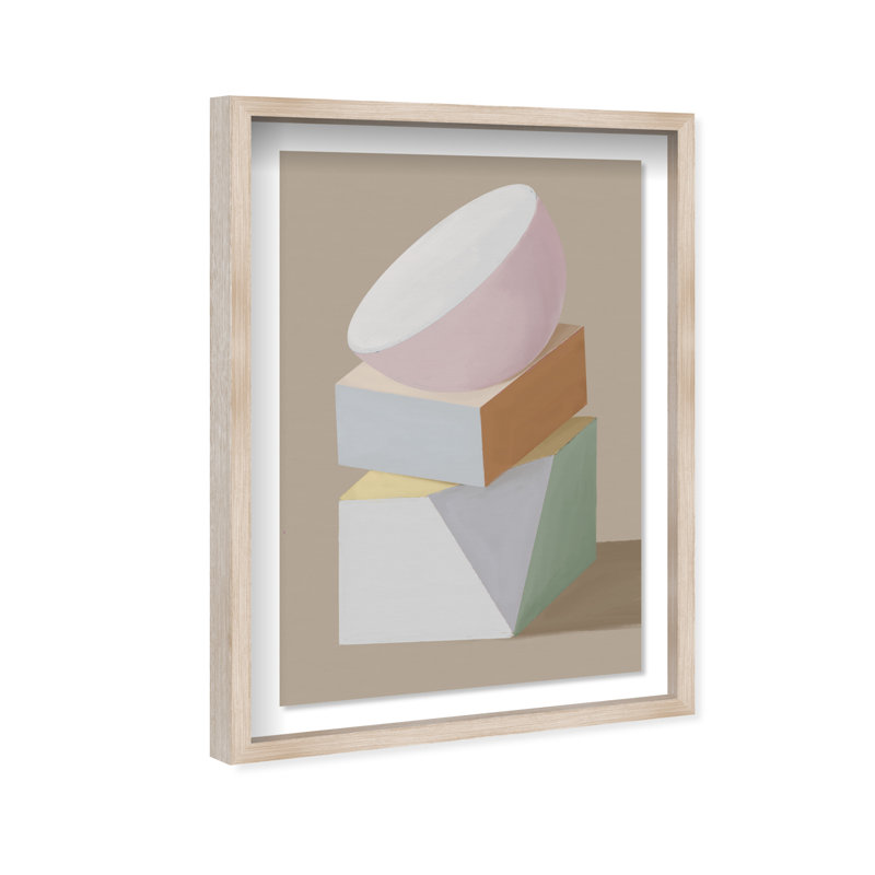 Sculptural Composition II Print by Oliver Gal, 17.5"H x 25.5"W, Natural Oak Shadowbox
