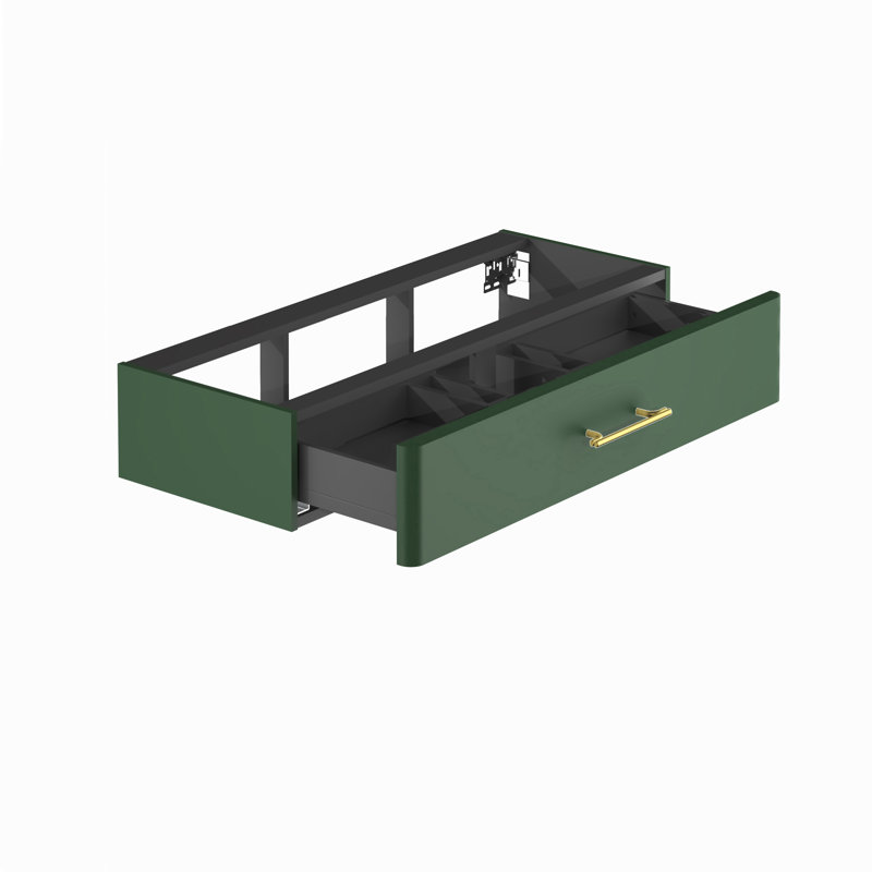 Ashauna 81cm Single Bathroom Vanity Base Only, Conifer Green Supermatt/Gold
