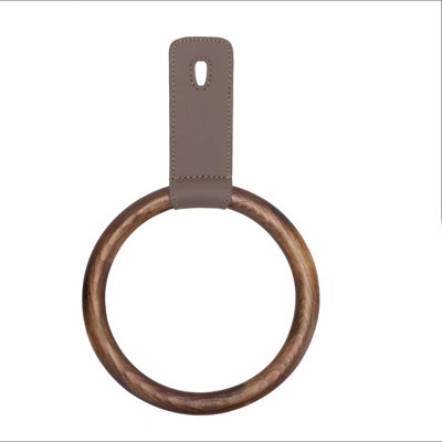Premium Round Scarf & Tie Organizer - Solid Wood Hanger With Leather Accents
