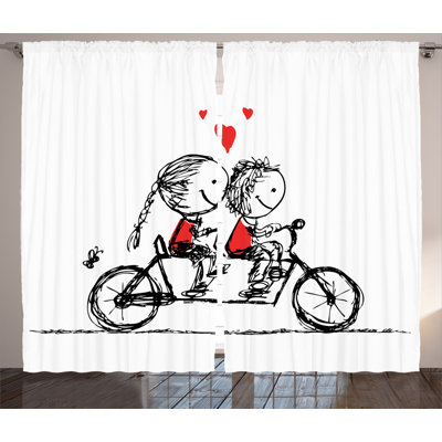Bicycle Semi-Sheer Rod Pocket Curtain Panels