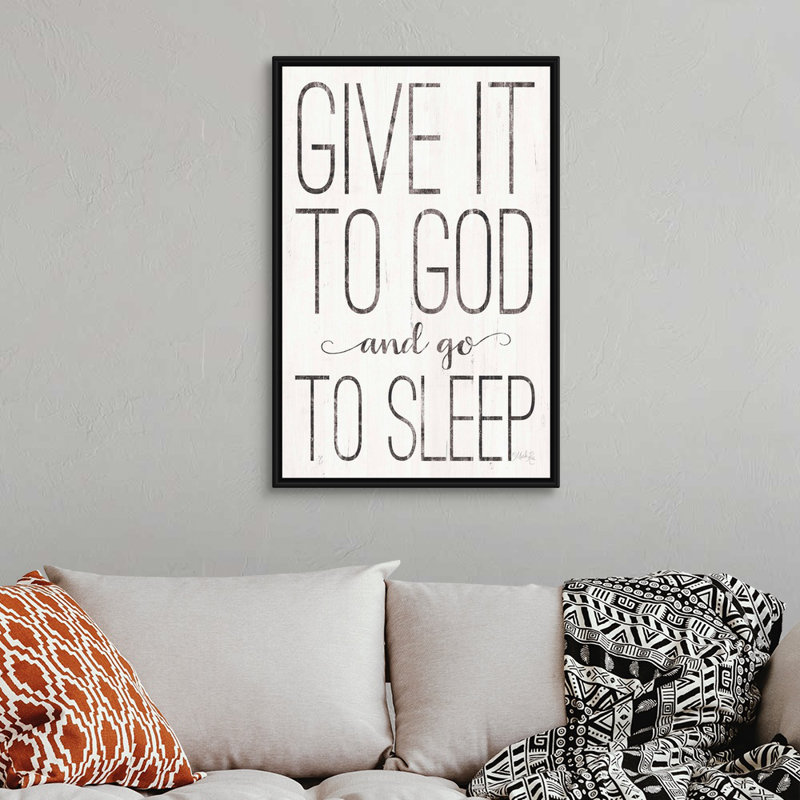 "Give it to God" par Marla Rae, art textuel sur toile, H 38 po x l 26 po x P 1,75 po, Toile avec cadre noir