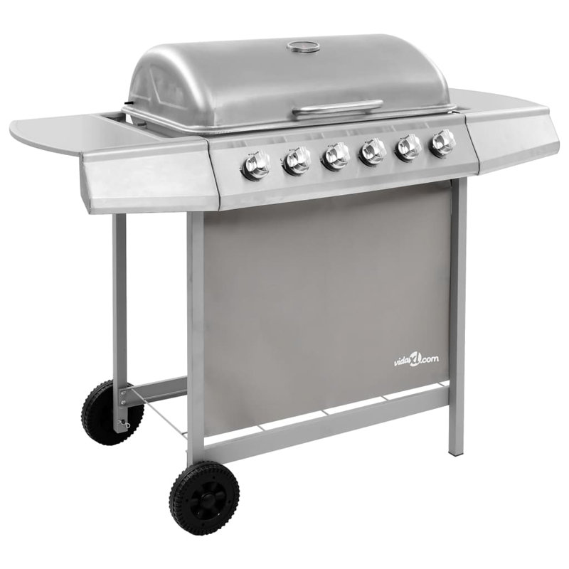 VidaXL 6 - Burner Natural Gas 13648 BTU BTU Gas and Charcoal Grill, Silver