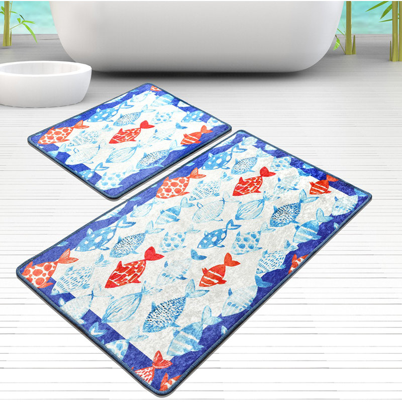 Aloysius 2 Piece Rectangle Bath Mat Set