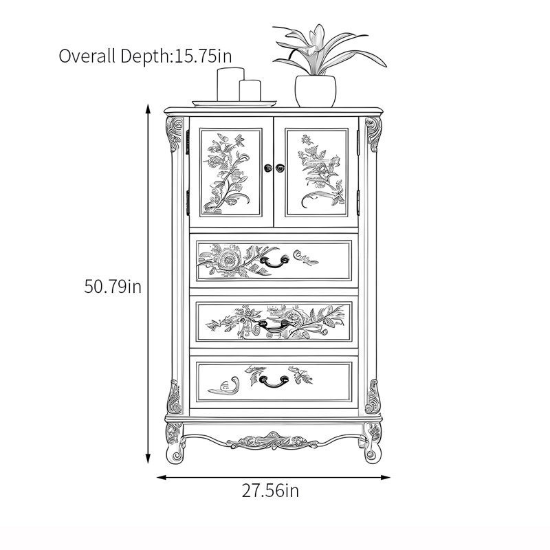 Spacious Storage Cabinet with Artistic Designs