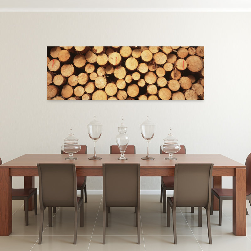 Marked Wood In A Timber Industry Black Forest Germany 1 Piece Wrapped Canvas Panoramic Wall Art, 50.8 cm H x 152.4 cm W