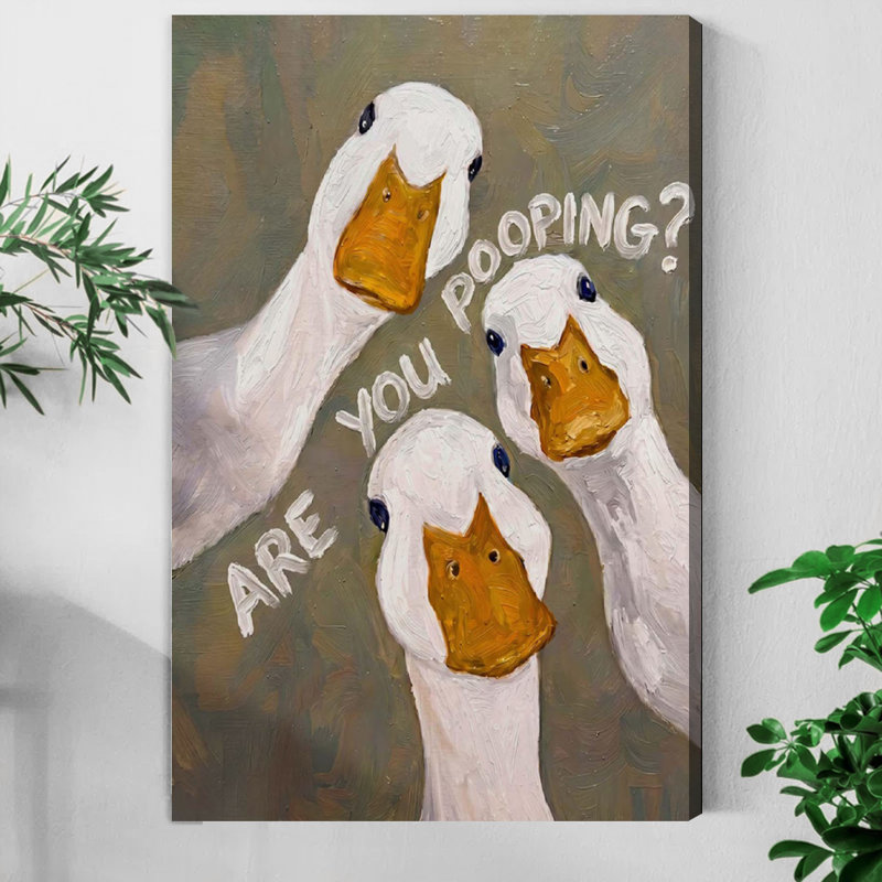 1 pièce, impression d'art sur toile encadrée, impression de salle de bain oie drôle, Are You Pooper, toilette, humour, art, affiche sur toile, peinture pour salon, chambre, bureau, salle de bain, dortoir, prêt à accrocher