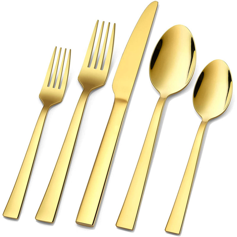 Orren Ellis Agnuni Stainless Steel Flatware Set - Service for 4, Gold