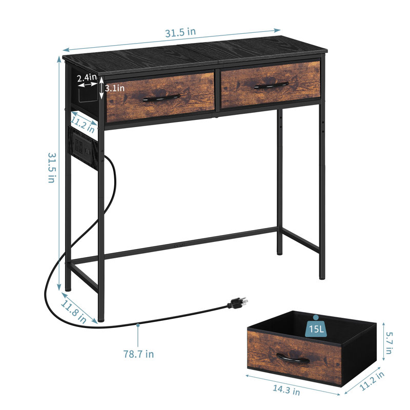 Contrell 31.5'' Console Table, Black/Brown