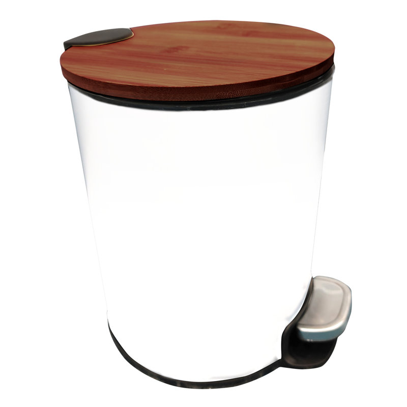 Panier à déchets en acier inoxydable (1,3 gallon), Blanc / brun