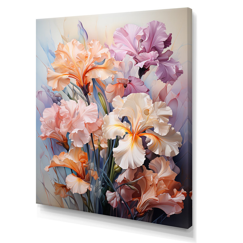 Iris Bouquet Contemporary Tranquillity I - Iris, impressions sur toile, Toile tendue, H 32 po x l 16 po x P 1 po