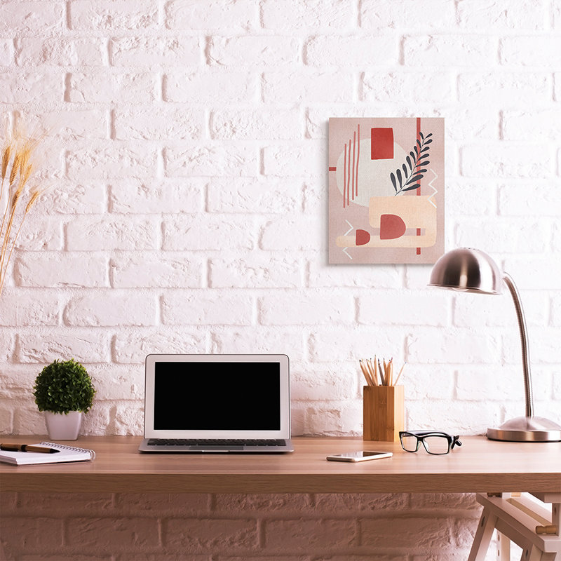 «Warm Abstract Shapes Red Pop Plant Détail» par Ziwei Li - impression d'art graphique, H 20 po x l 16 po x 1,5 po