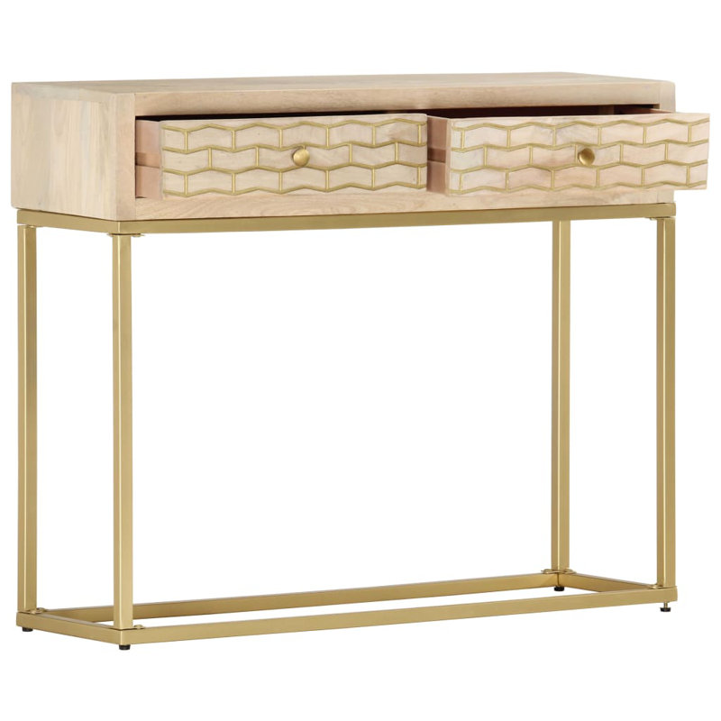 Console vidaXL en bois de manguier massif naturel et doré