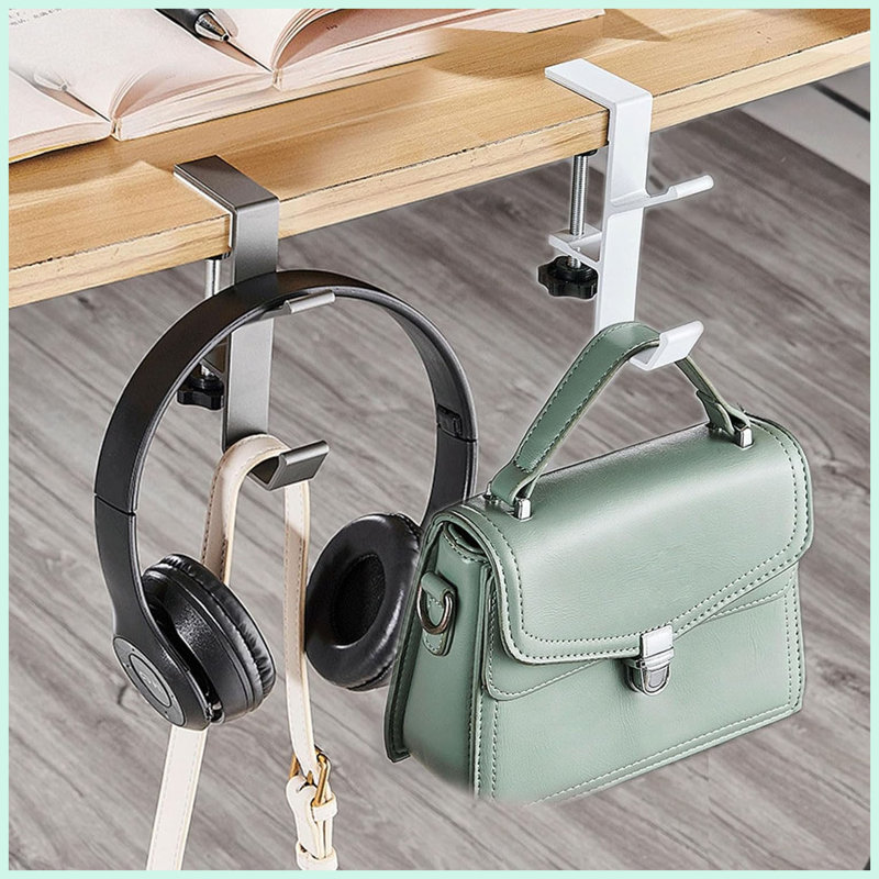 2PCS Desk Hook, Under Desk Handbag Hanger Purse Hook