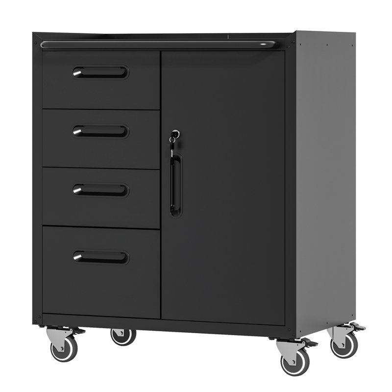 Metal Garage Storage Cabinet, Gray/Black