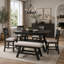Ensemble de table de salle à manger 6 pièces à hauteur de comptoir en bois avec tablette de rangement, ensemble de table de cuisine avec banc et 4 chaises, style rustique, espresso + coussin beige-1670924191