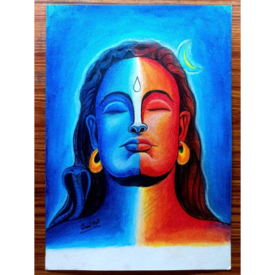Painting Of Adiyogi Lord Shiva | Color Pencil Art By Sunil Kumar