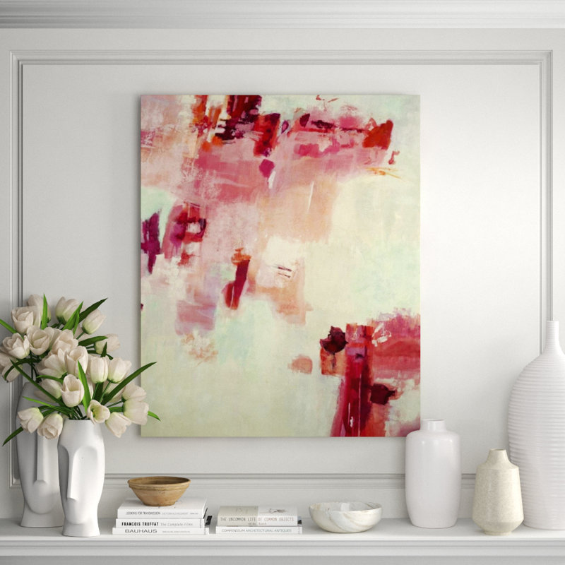 Red Algorithm I Graphic Art Canvas, 44" H x 36" W, Knife Gel