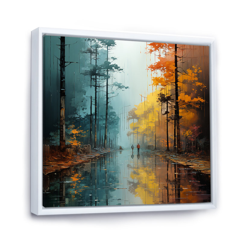 Autumn Forest Solitude sur toile, H 30 po x l 30 po x P 1 po, Cadre flottant blanc
