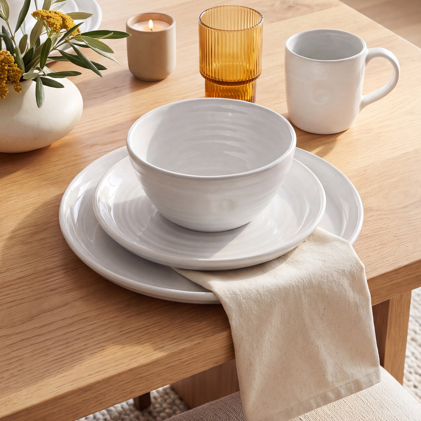 Pinch Stoneware Dinnerware Set, Gray