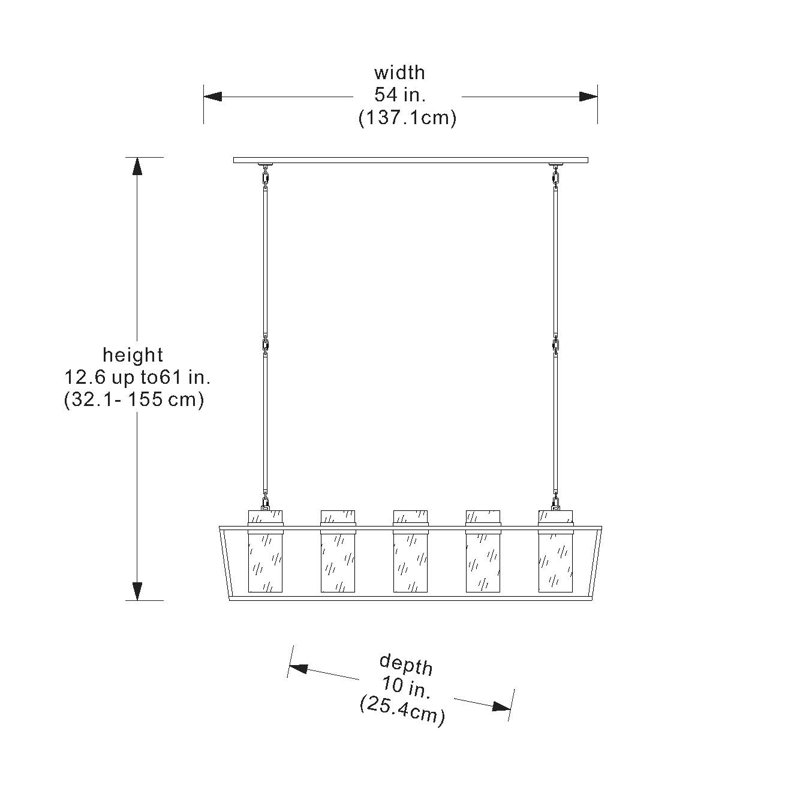 Luminaire suspendu pour îlot de cuisine 5 lumières Ikia, Or antique