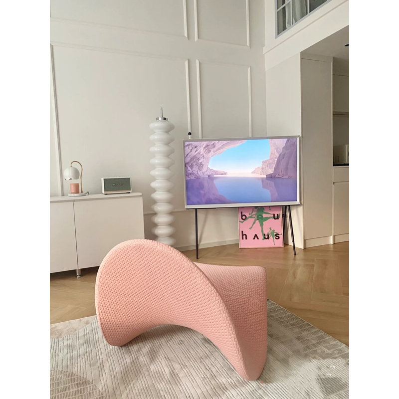 Upholstered Accent Chair, Pink Polyester Blend
