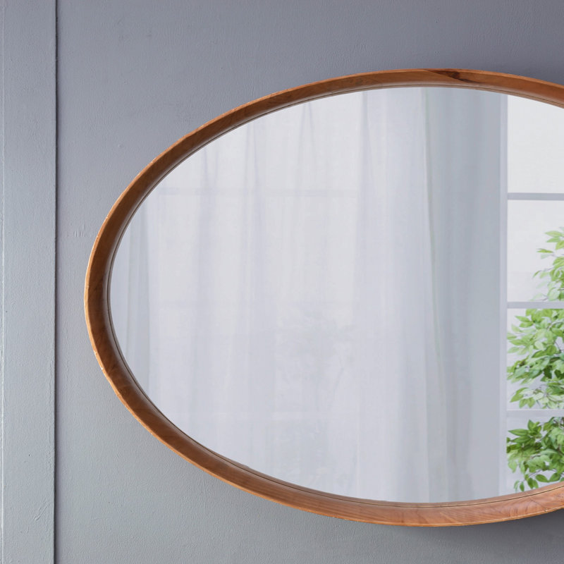 Miroir mural rond en bois D39,4 "x3"