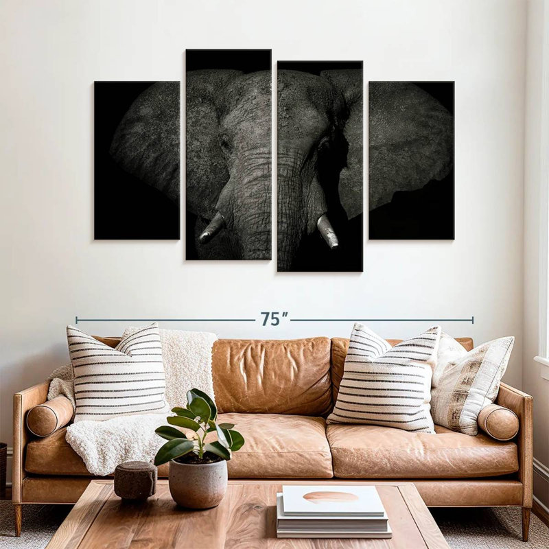 Brampt Mud Covered Elephant, 42'' H x 68'' W