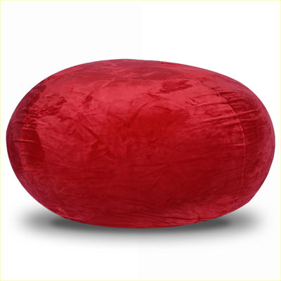 Fauteuil à billes en mousse viscoélastique pelucheux de 3 pi pour enfants et adultes, méridienne confortable avec housse lavable pour chambre à coucher | Velours | Rouge cramoisi