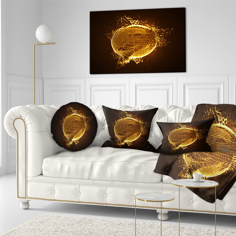 Particules brillantes jaunes - coussin imprimé abstrait