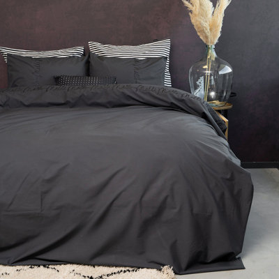Anthracite Organic Egyptian Quality Cotton 200 TC Reversible Duvet Cover