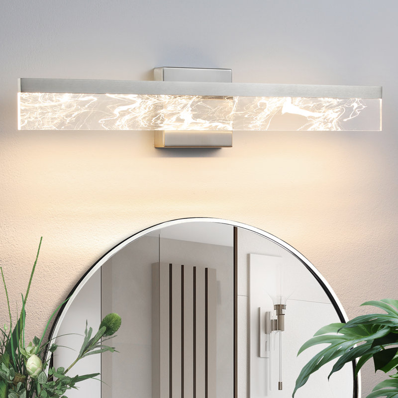Éclairage à intensité variable pour meuble-lavabo à DEL 24 po Muammar, Nickel satiné, 4.72" H x 24" W x 3.23" D