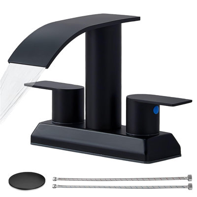 Modern Matte Black 2 Handle Waterfall Bathroom Faucet