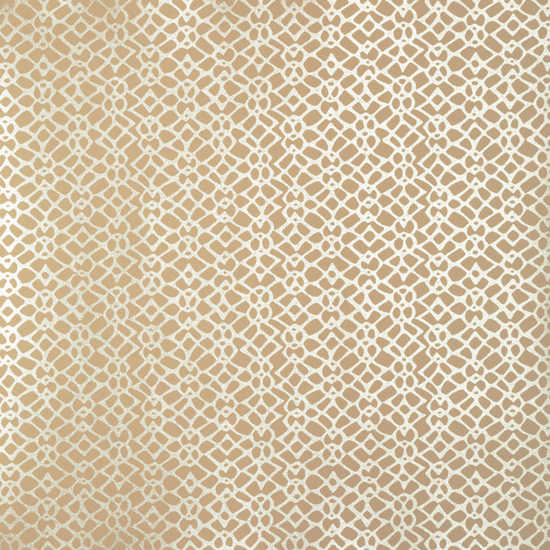 Slow Living Metallic Geometric Motif Wallpaper Roll, Ochre Gold