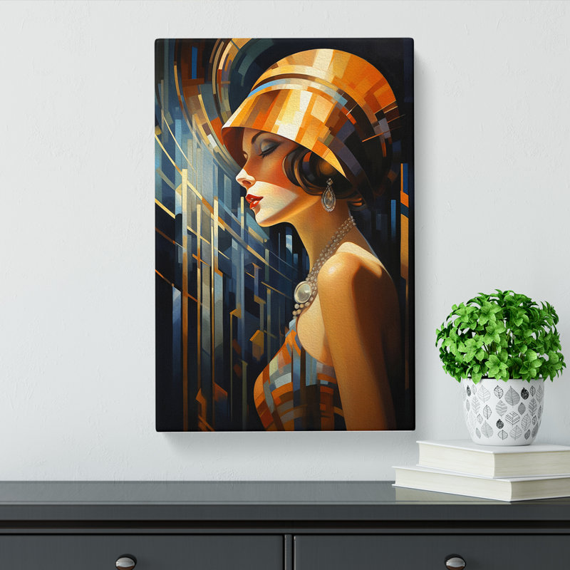 Art Deco Woman Art Deco Art No.2 - Wrapped Canvas, 50cm H x 35cm W x 3cm D