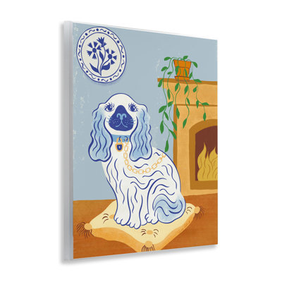 Plaque murale bleue pour chien et foyer Staffordshire, design par Carrie Cantwell