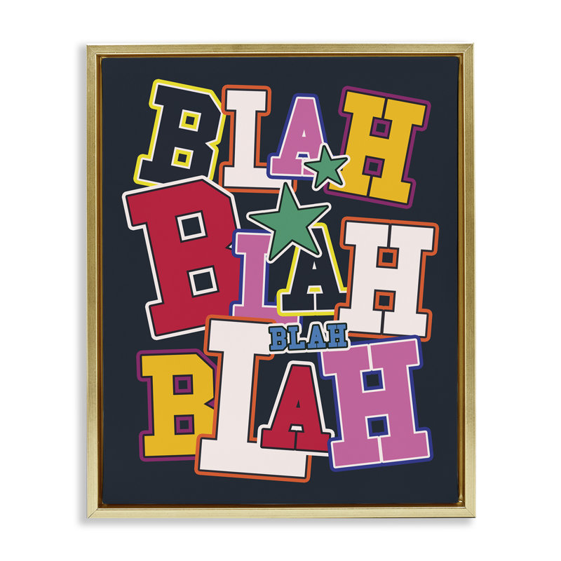 Bold Blah Blah, Cadre flottant métallique doré, H 21 po x l 17 po