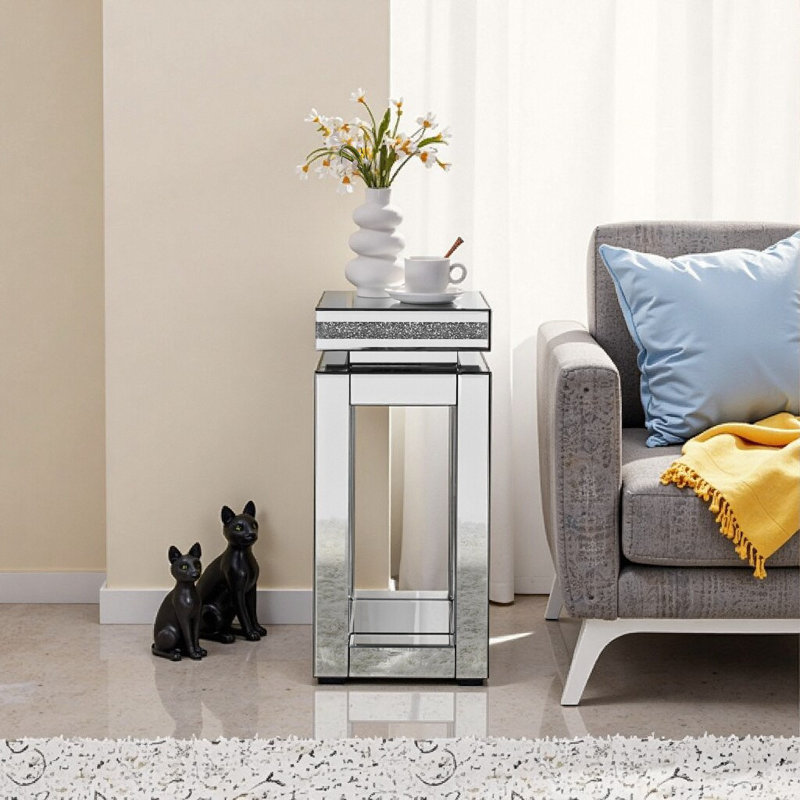 Table d'appoint à miroir à 2 niveaux Glam