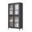 Classic Metal Storage Cabinet Display Cabinet With 4 Glass Doors 4 Shelves Cabinet  Bookcase Side Cabinet