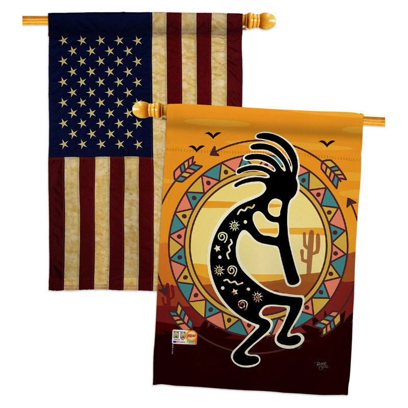Kokopelli jouant de la flûte maison drapeaux paquet sud-ouest Yard Banner 28 x 40 pouces décoratifs décoratifs pour la maison