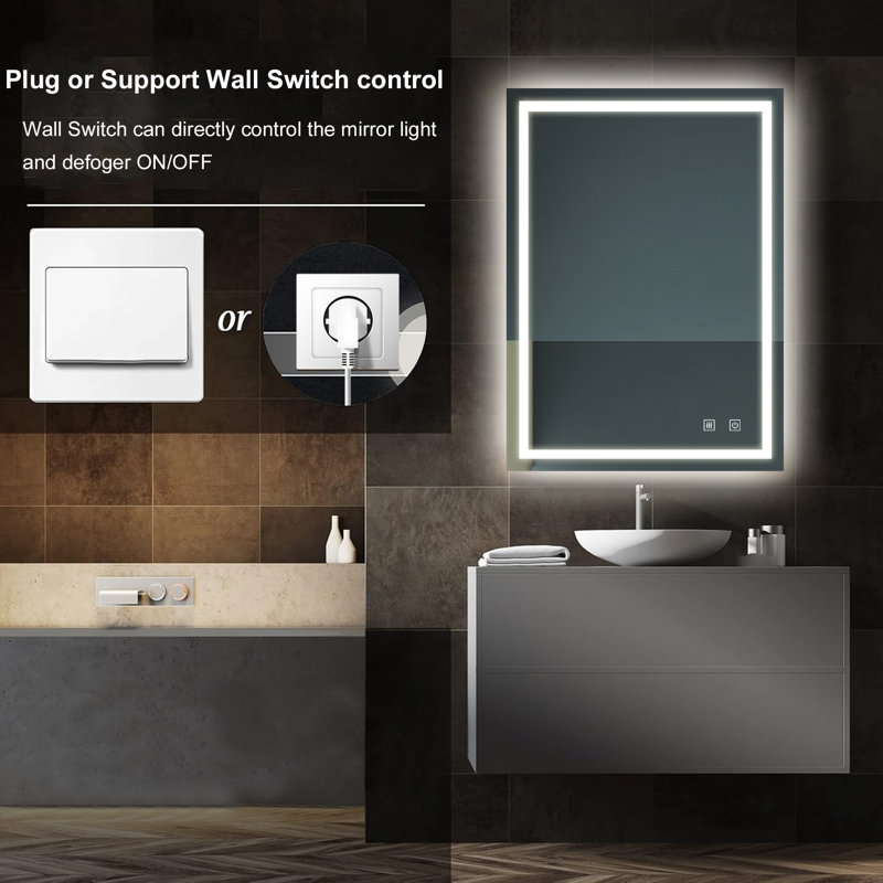 Led Classy Vanity Mirror With Focused Backplane,High Lumen,Dimmable Touch,Wall Switch Control