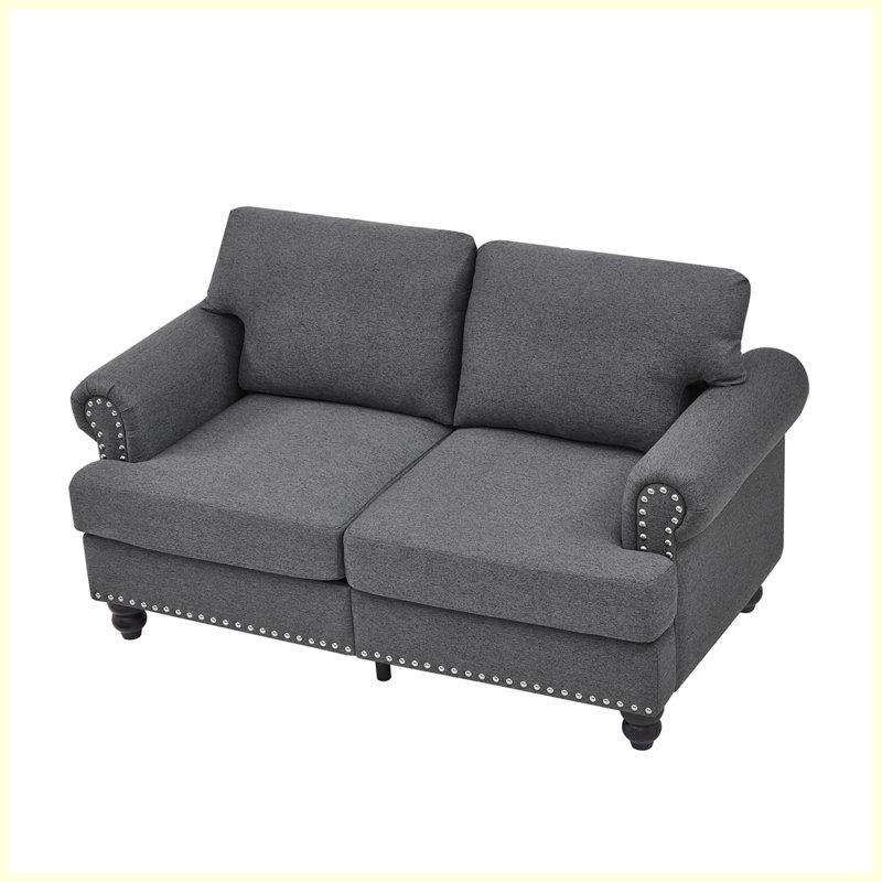 Canapé moderne avec accoudoirs et clous, Gris