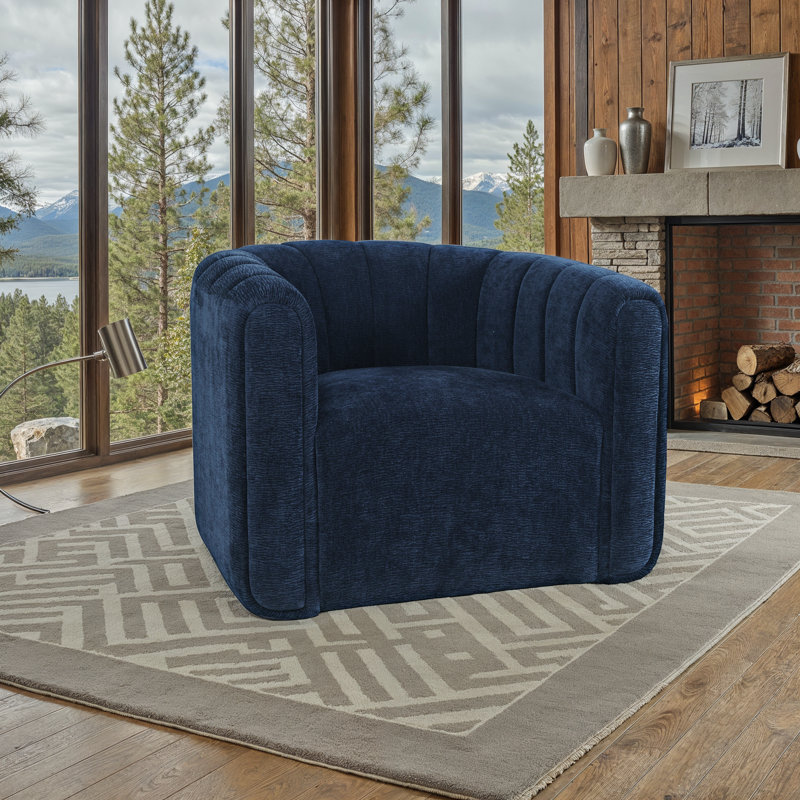 Fauteuil d'appoint rembourré et capitonné Grande Modern, Bleu