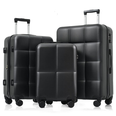 Luggage Set Of 3, Airline Certified Carry-On Luggage With Cup Holder, ABS Hard Shell Luggage With Spinner Wheels