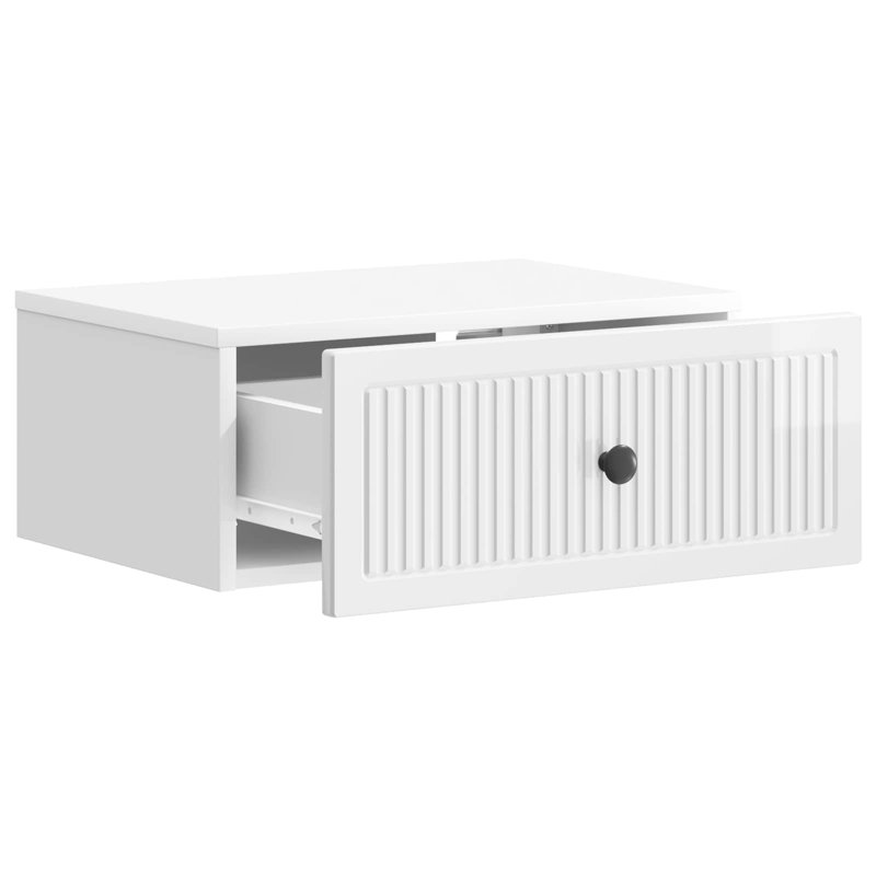 49cm W Manufactured Wood Bedside Table, High Gloss White